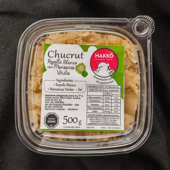 chucrut de manzana y repollo blanco en su envase de venta